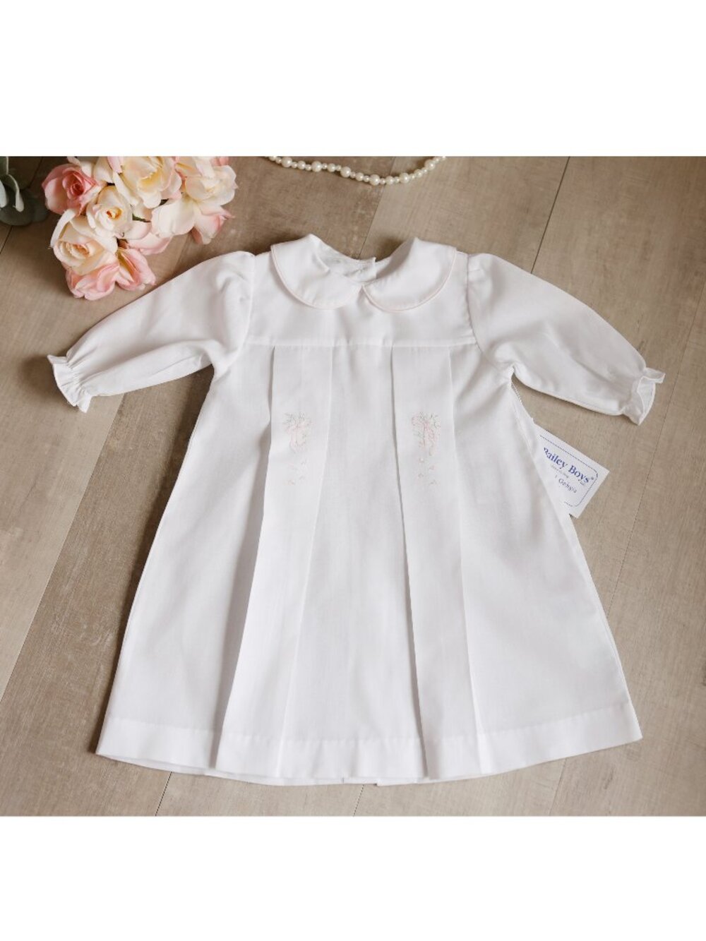 White Heirloom Day Gown Embroidered Shadow Bow Coming Home First Portraits NWT